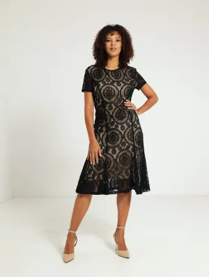 Lace Shift Dress - Black
