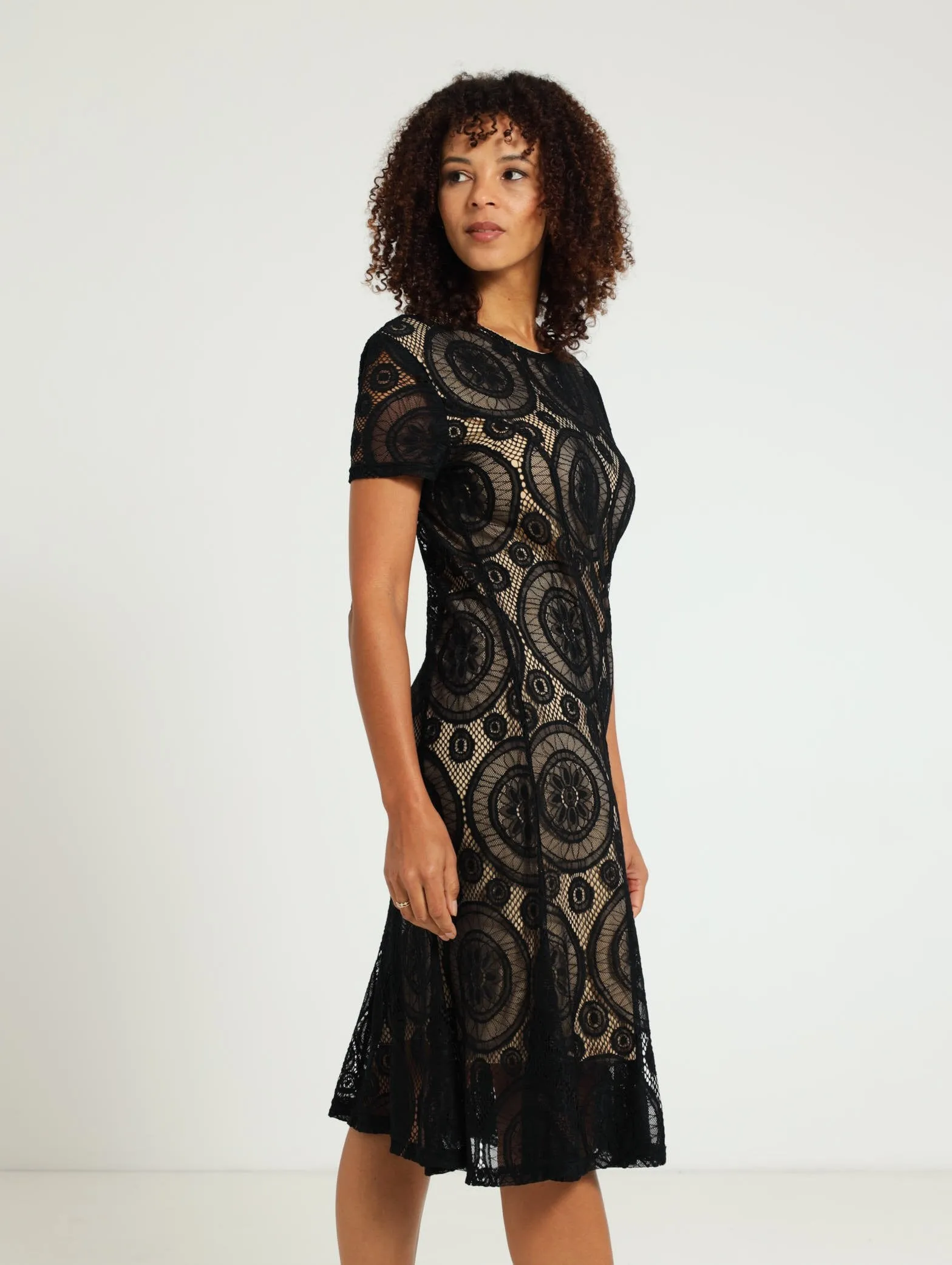 Lace Shift Dress - Black