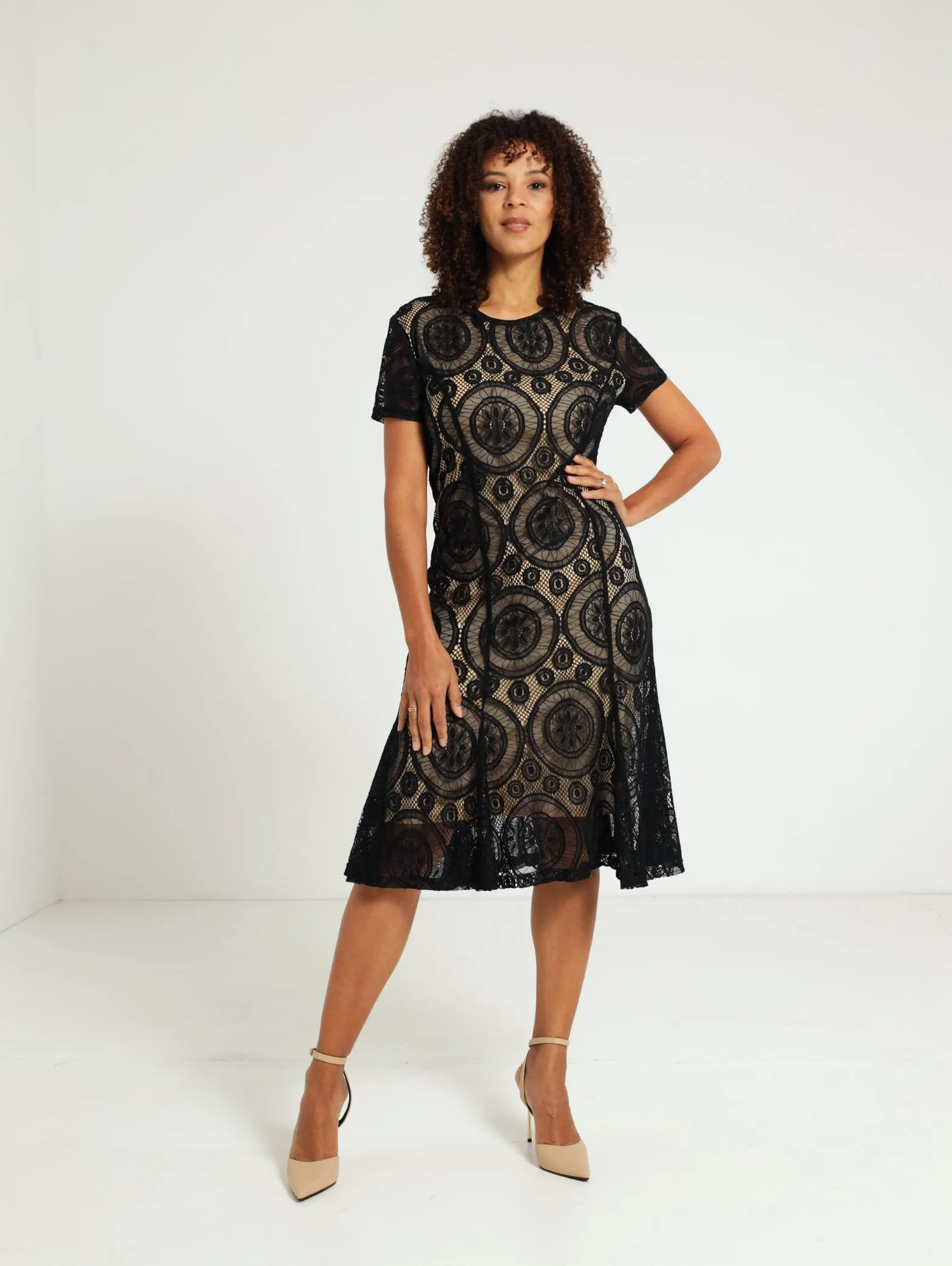 Lace Shift Dress - Black