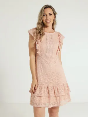 Lace Tea Dress - Pink