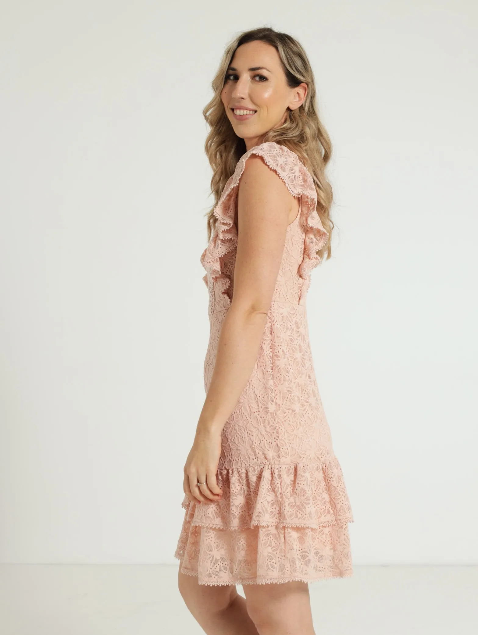 Lace Tea Dress - Pink