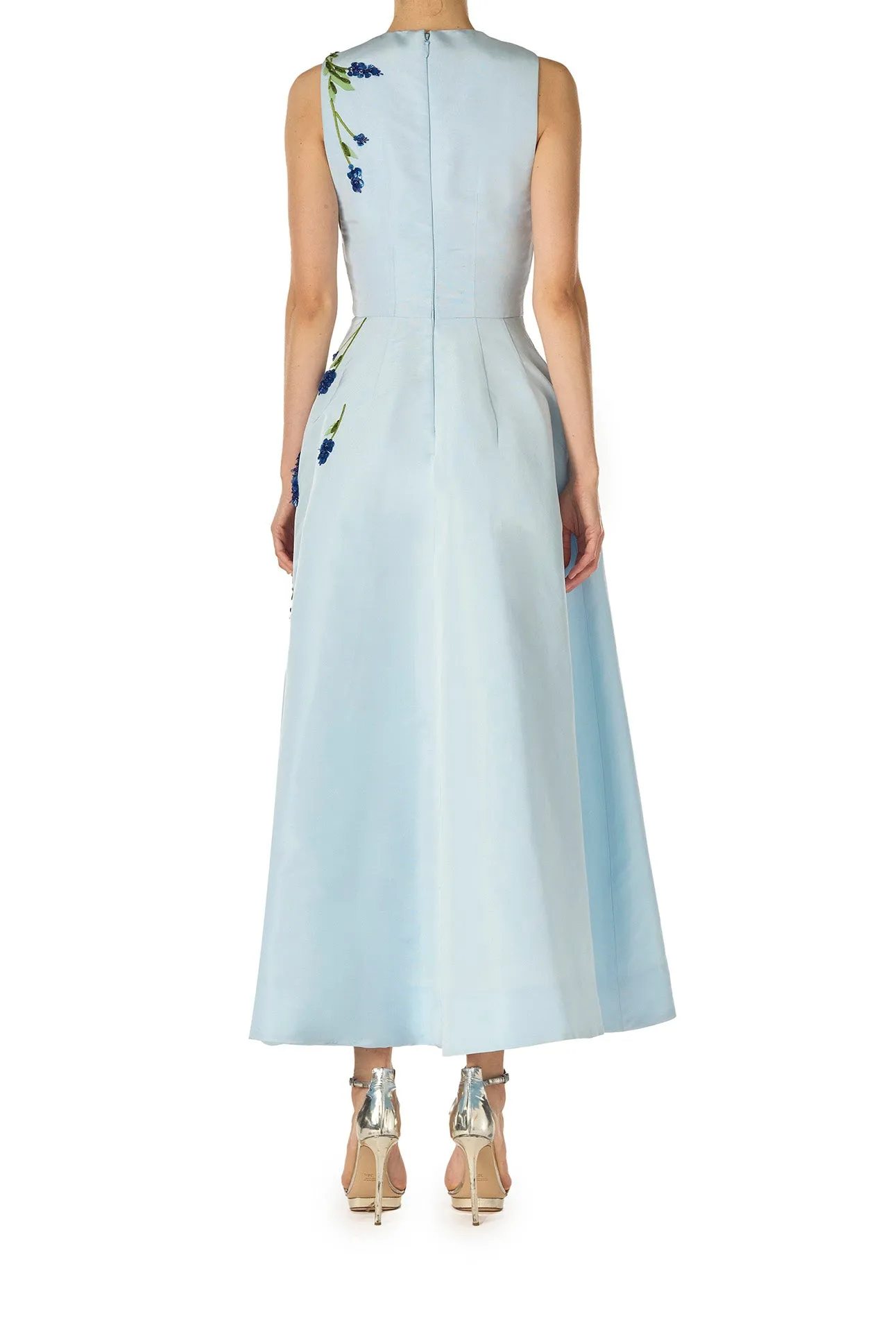 Lavender Embroidered Tea-Length Dress