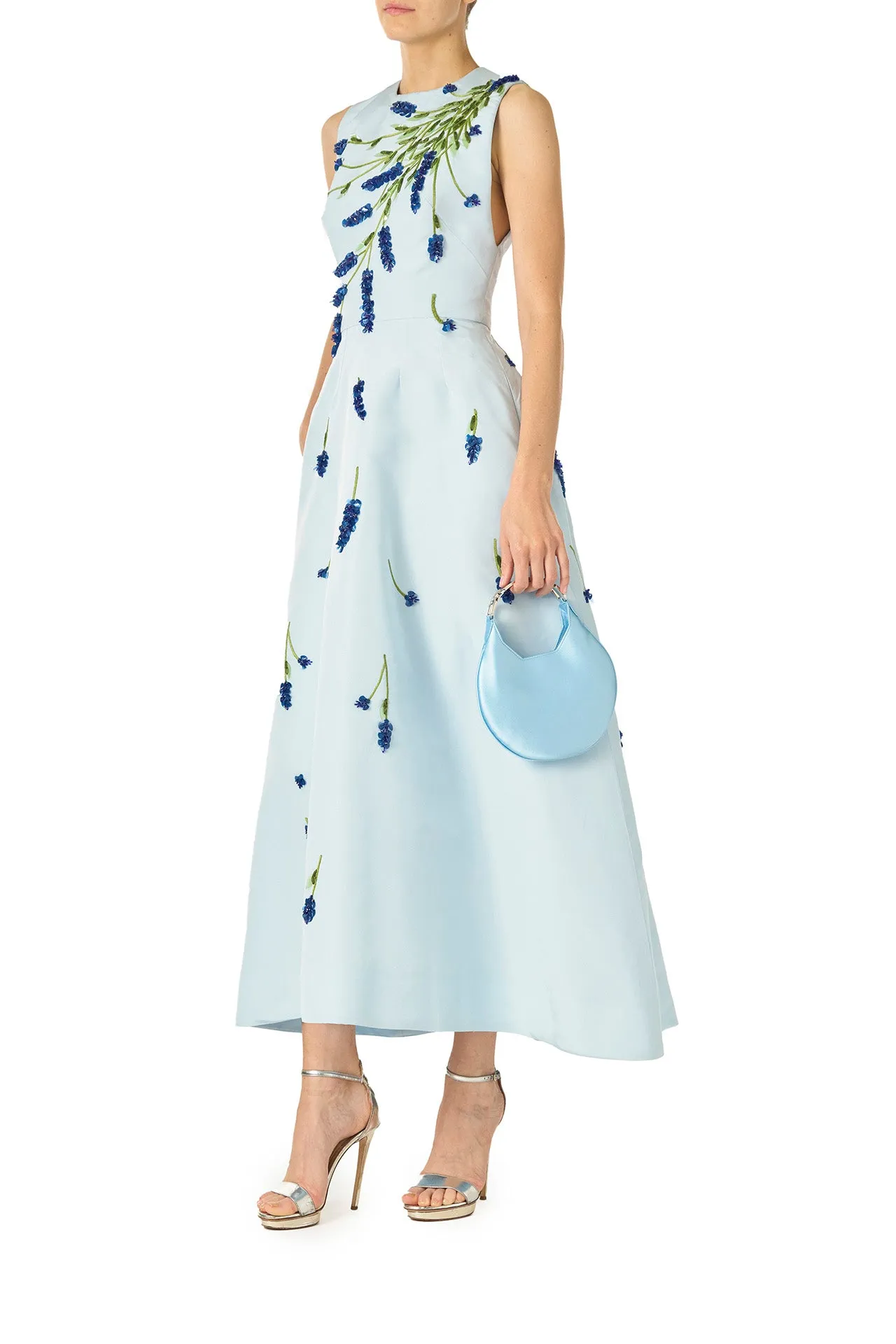 Lavender Embroidered Tea-Length Dress