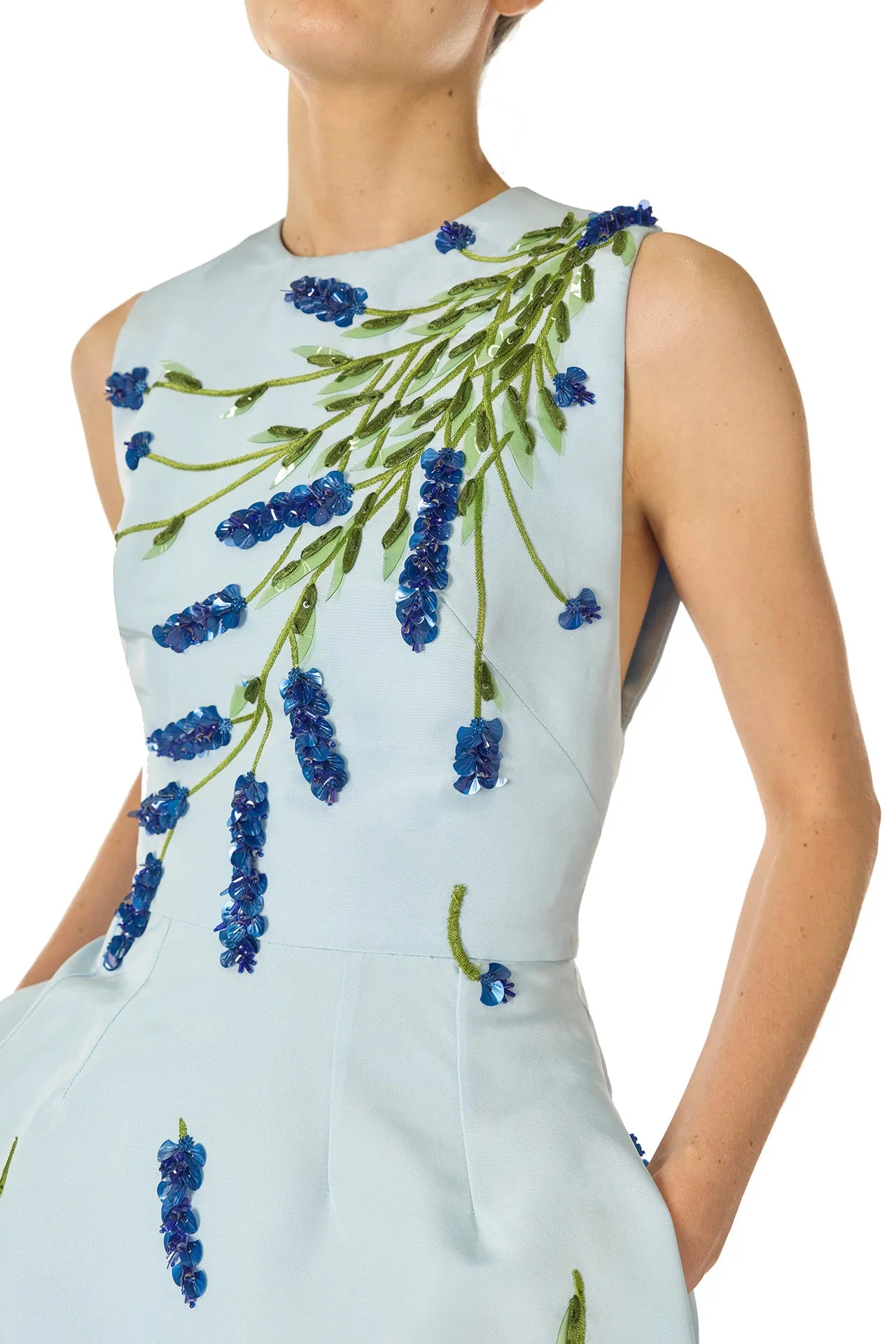 Lavender Embroidered Tea-Length Dress