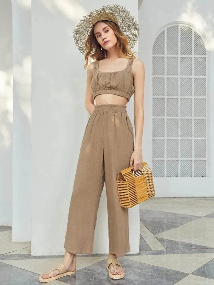 Lemon Tart Womens Frill Waist Cotton Pants LTWP6