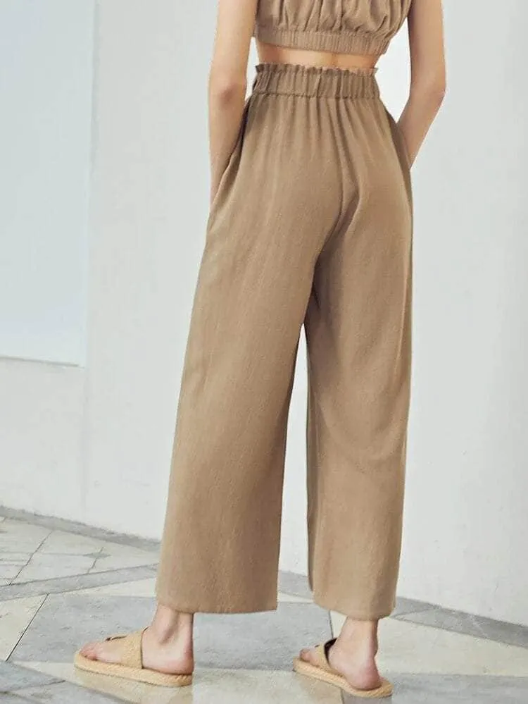 Lemon Tart Womens Frill Waist Cotton Pants LTWP6