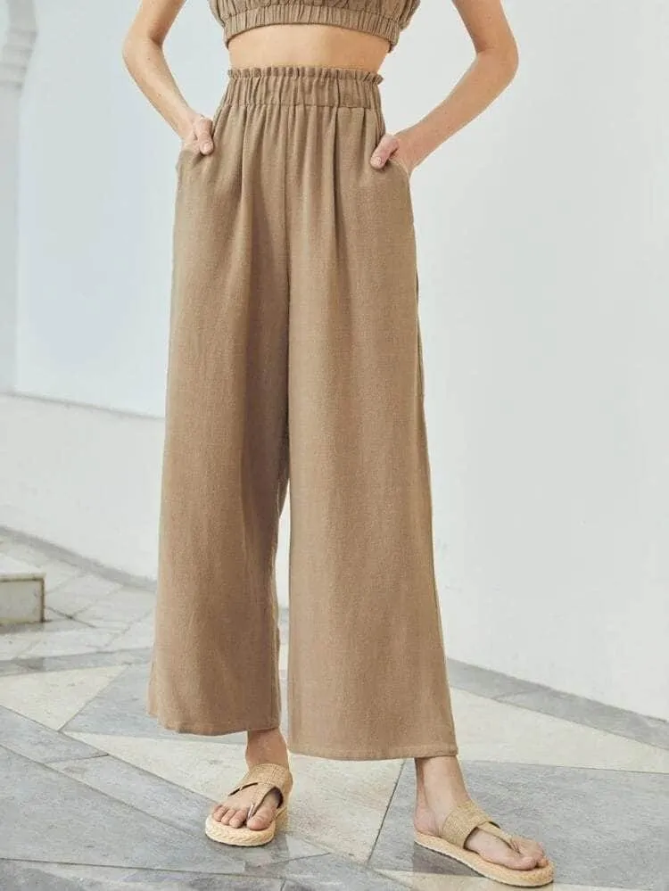 Lemon Tart Womens Frill Waist Cotton Pants LTWP6