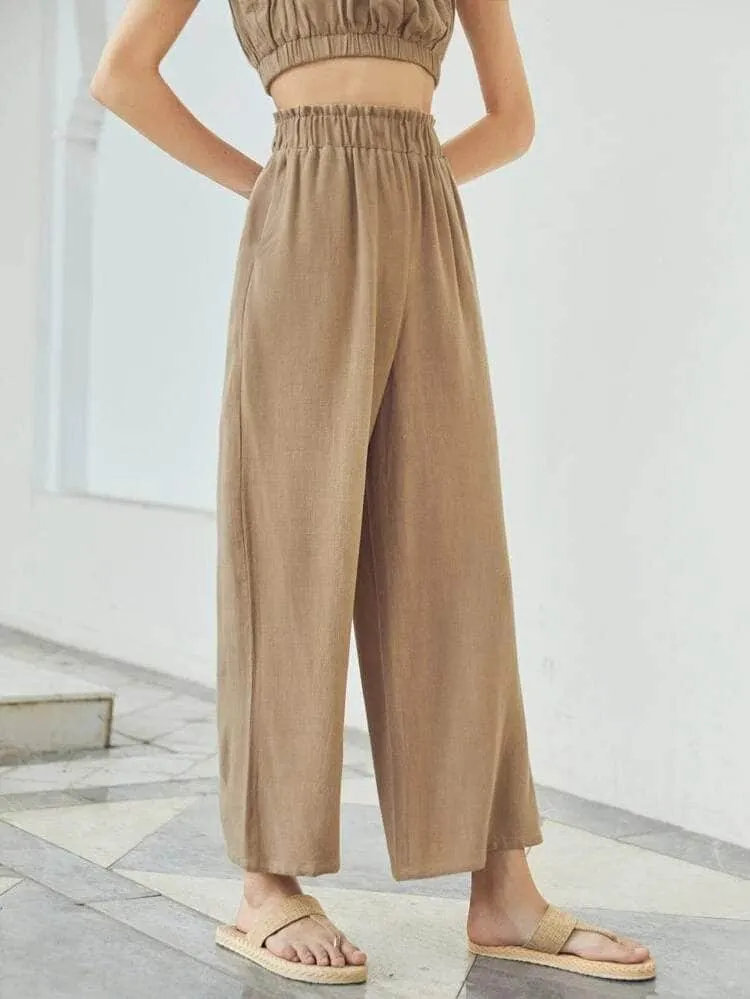 Lemon Tart Womens Frill Waist Cotton Pants LTWP6