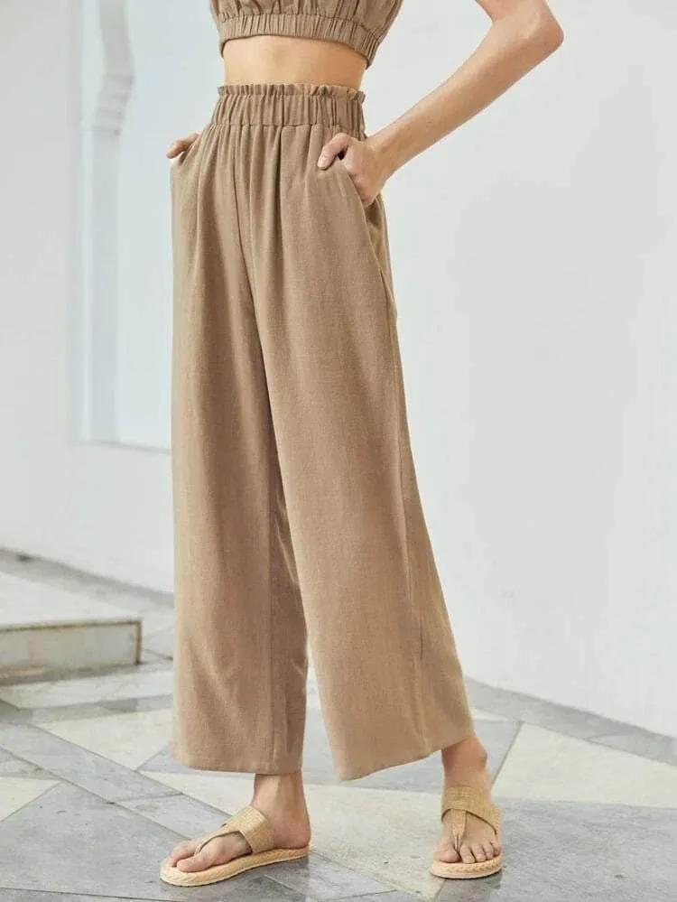 Lemon Tart Womens Frill Waist Cotton Pants LTWP6