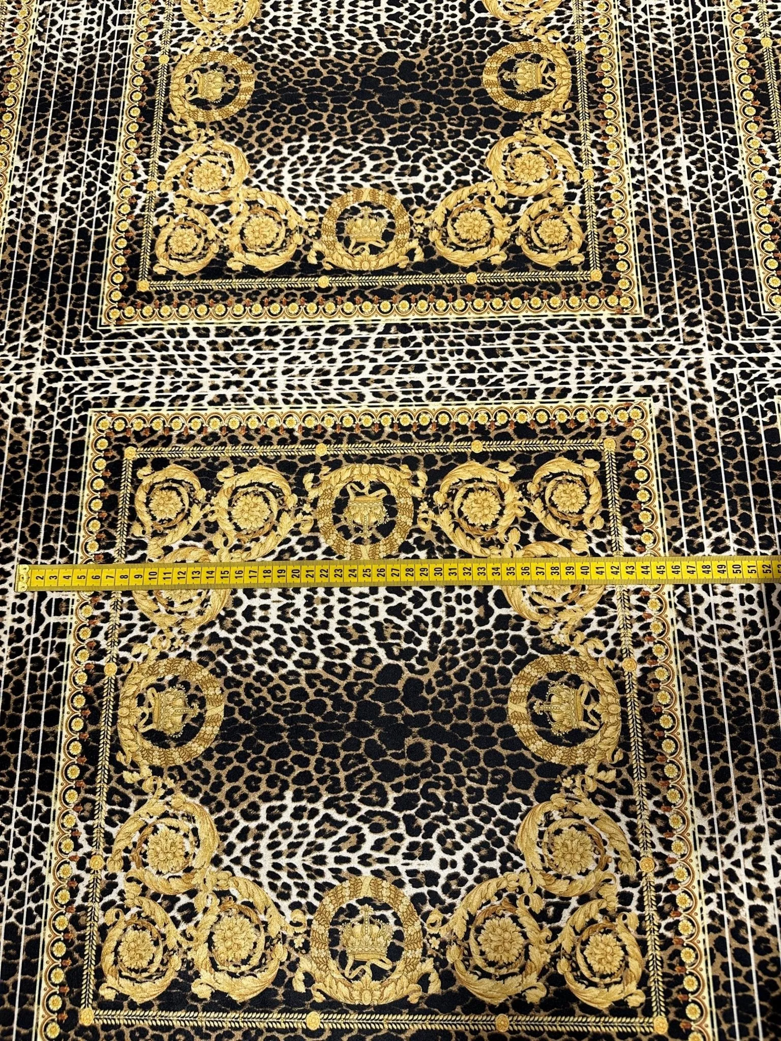 Leopard Gold Baroque Stretch Velvet Fabric