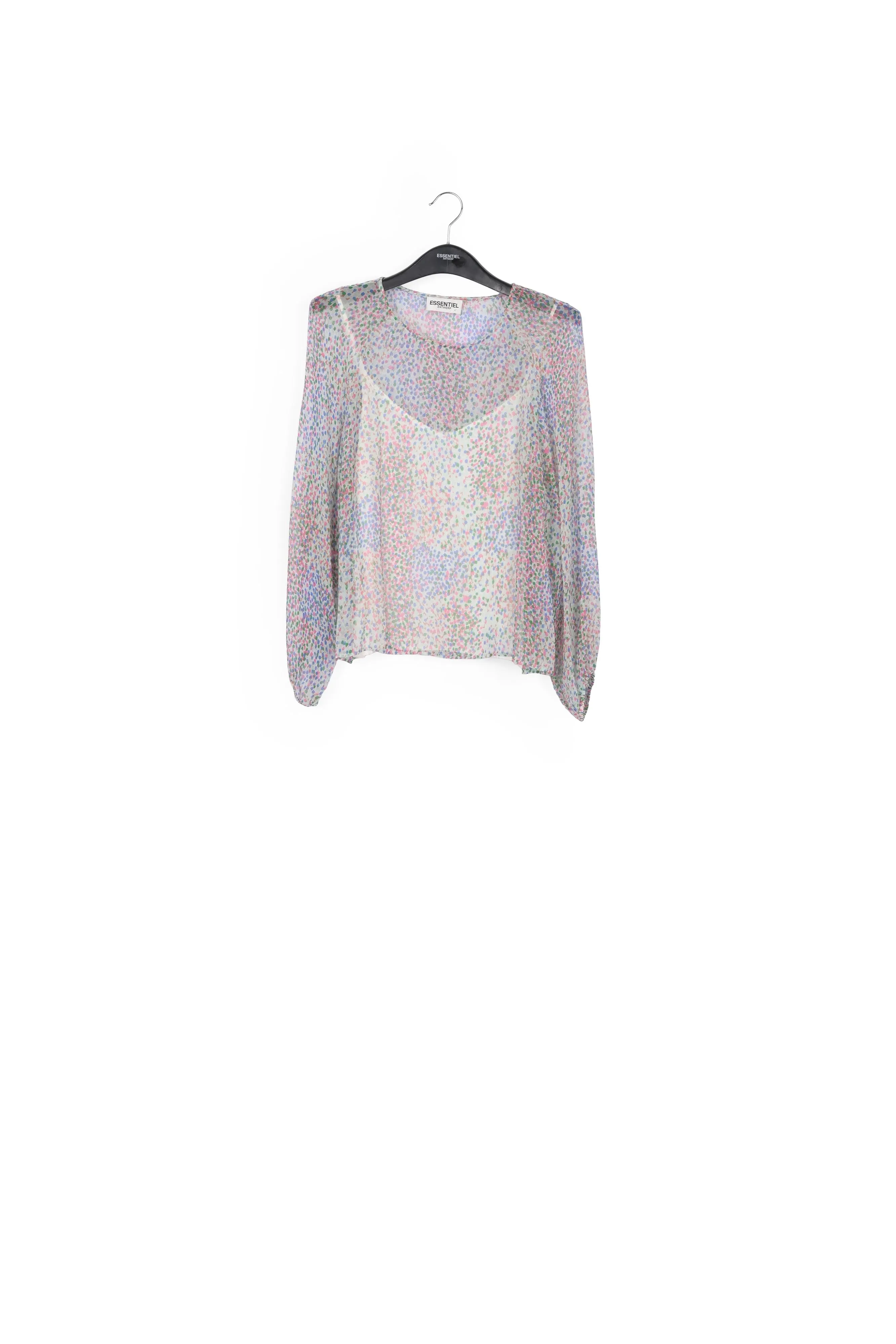 Light sheer silk top with dot print