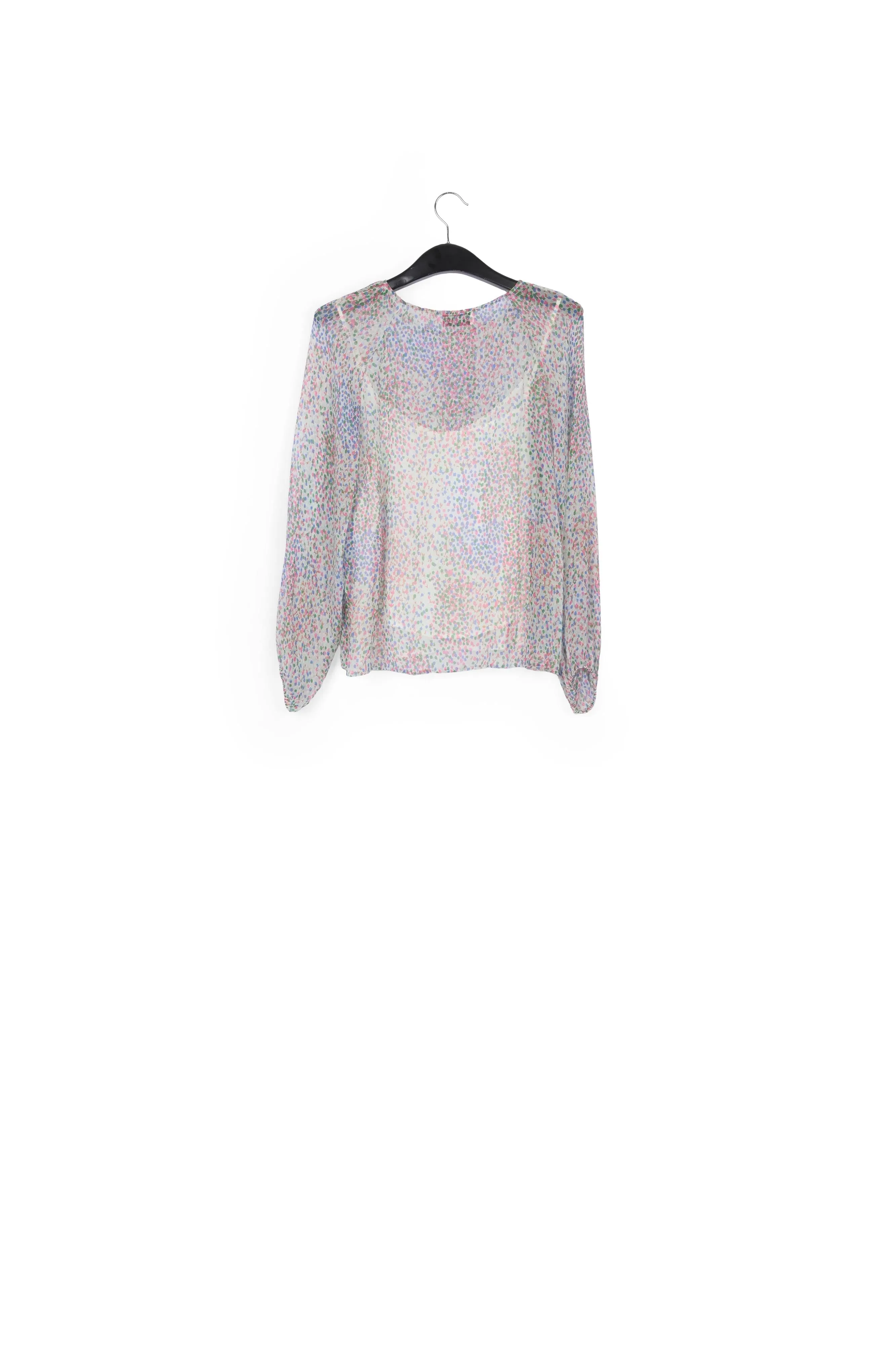 Light sheer silk top with dot print