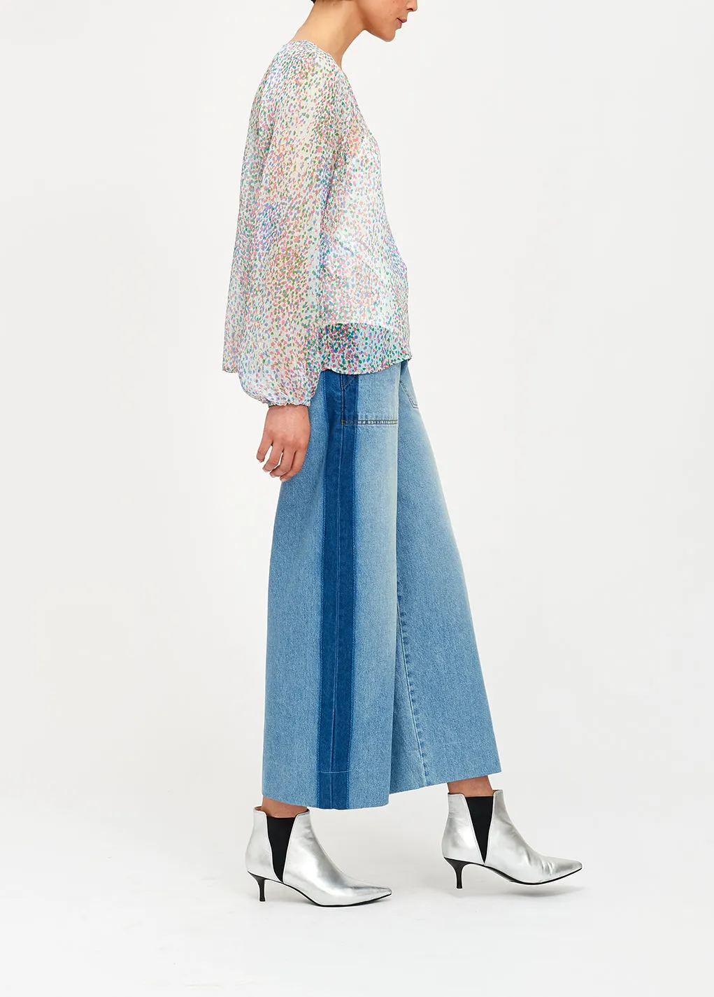 Light sheer silk top with dot print