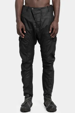 Lightweight cotton gauze pants, Leather effect
