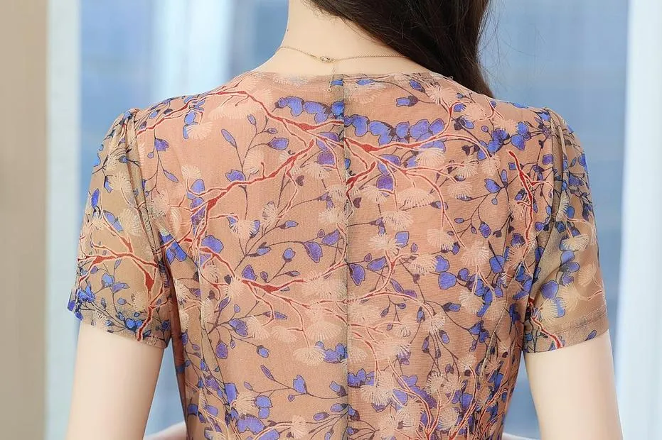 Lightweight Floral Print Tea Tea Dress for Women