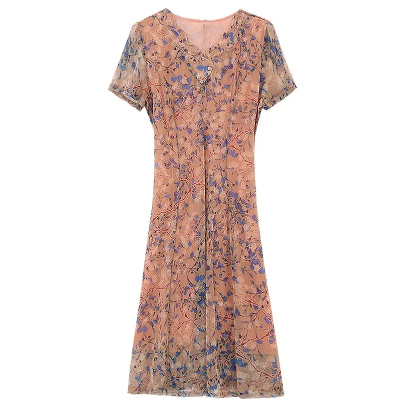 Lightweight Floral Print Tea Tea Dress for Women
