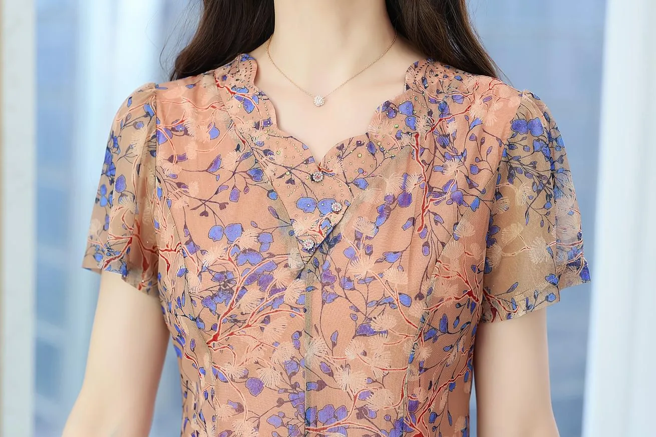 Lightweight Floral Print Tea Tea Dress for Women