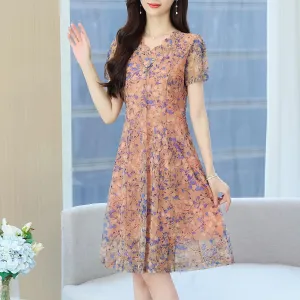 Lightweight Floral Print Tea Tea Dress for Women