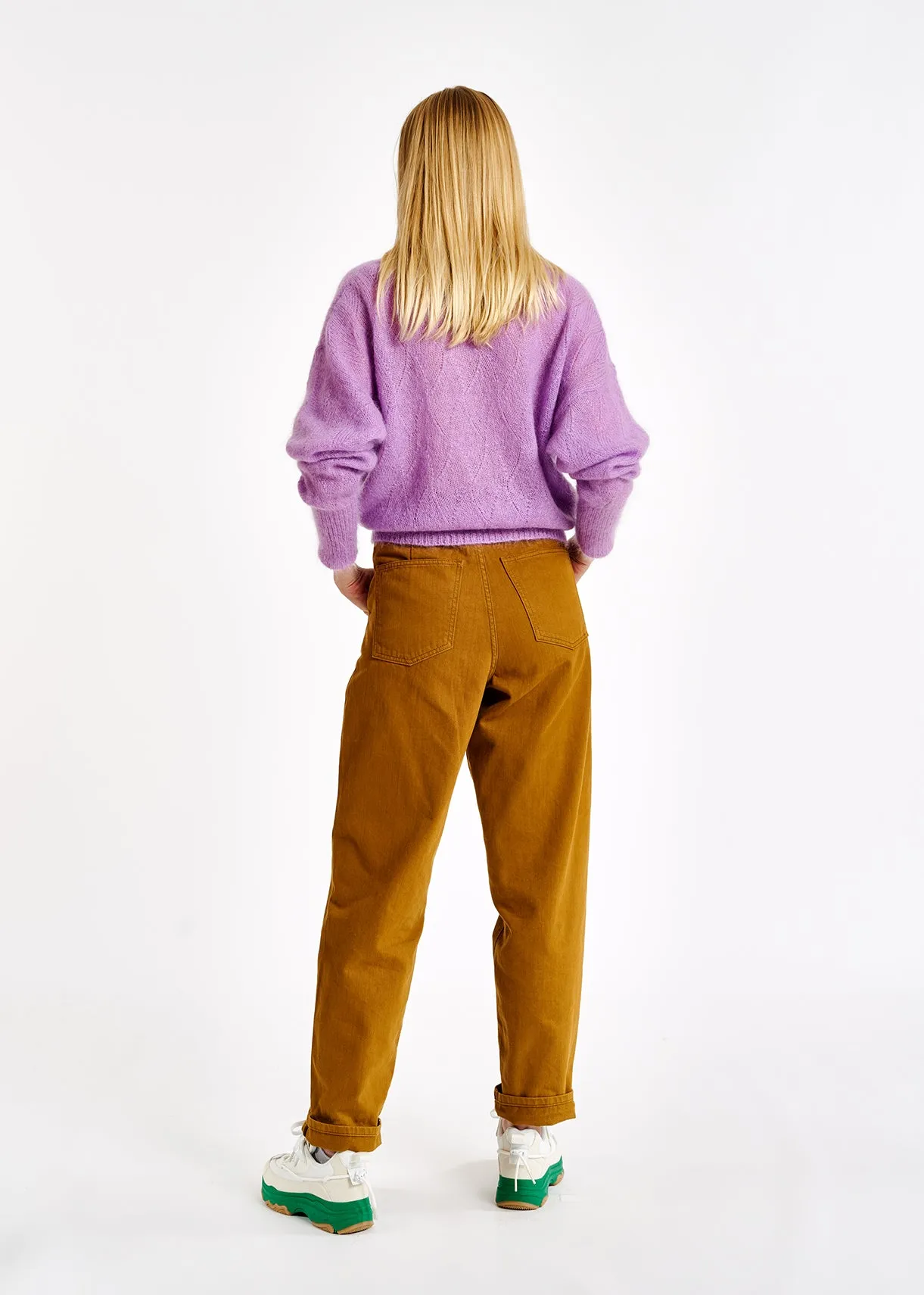 Lilac ajour-knitted mohair sweater