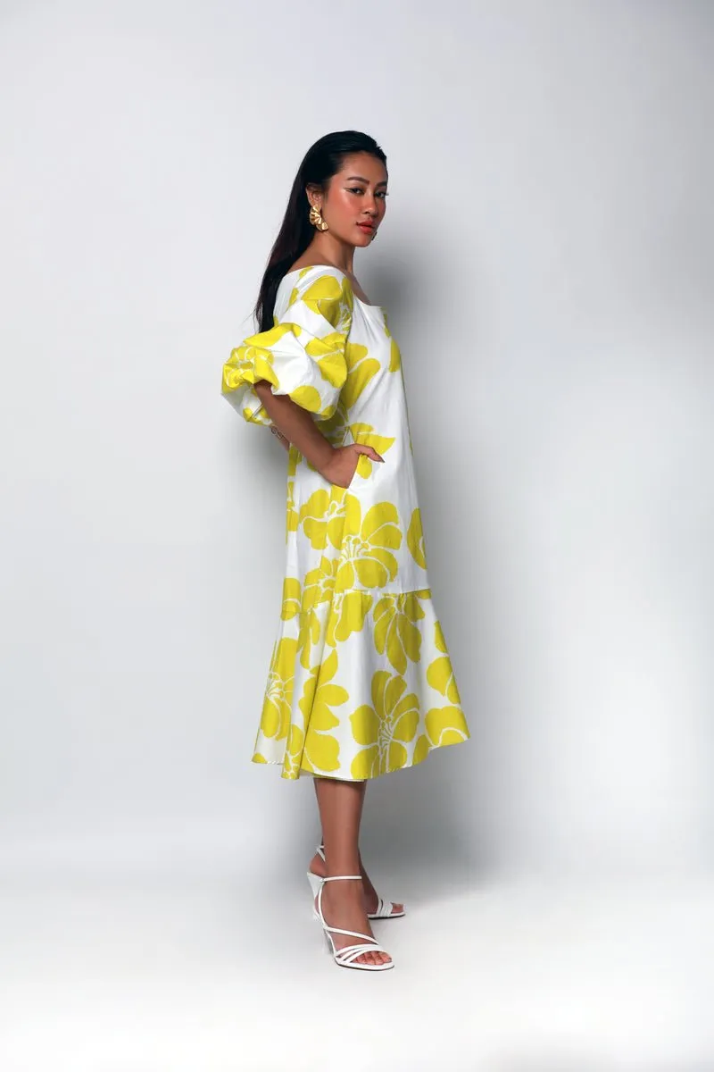 Lime Sonder Tea Length Dress