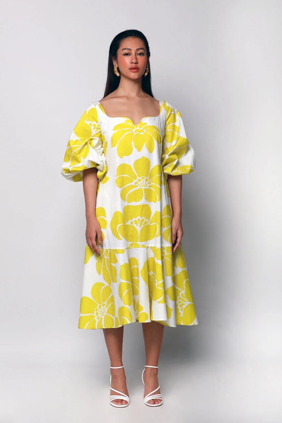 LIME SONDER TEA LENGTH DRESS