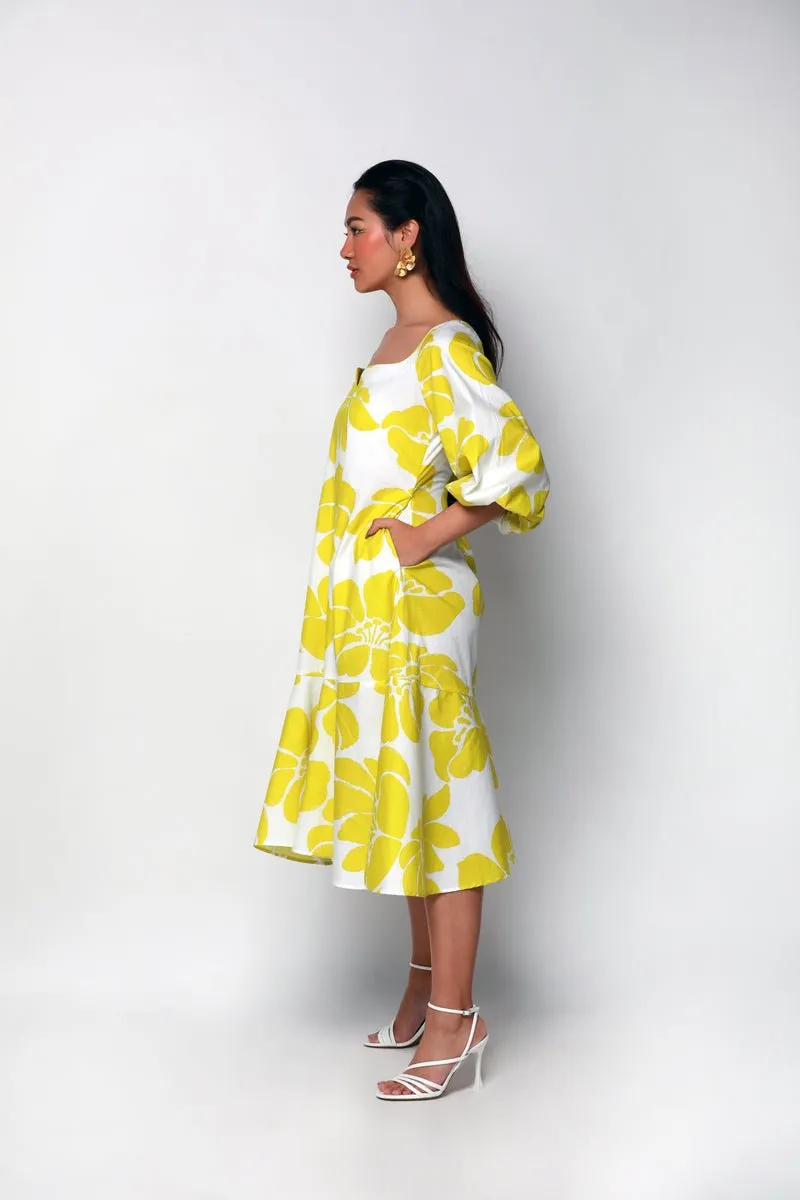 Lime Sonder Tea Length Dress