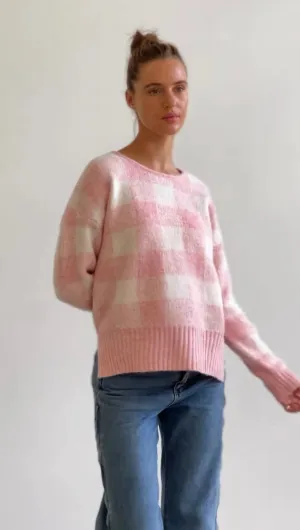 Lizzy Pink Check Jumper