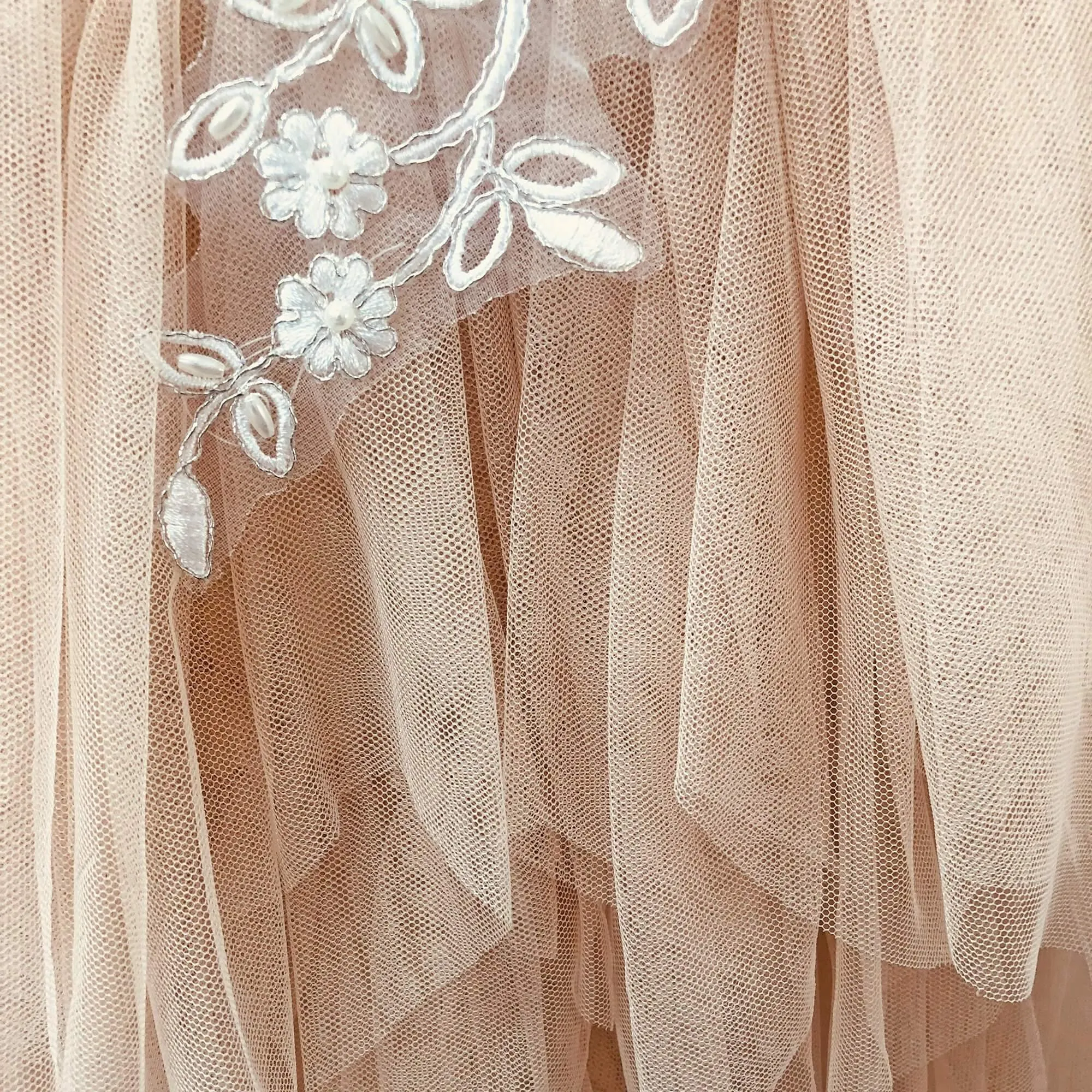 Long Boho Dreams Dress - Apricot Champagne Applique - SALE