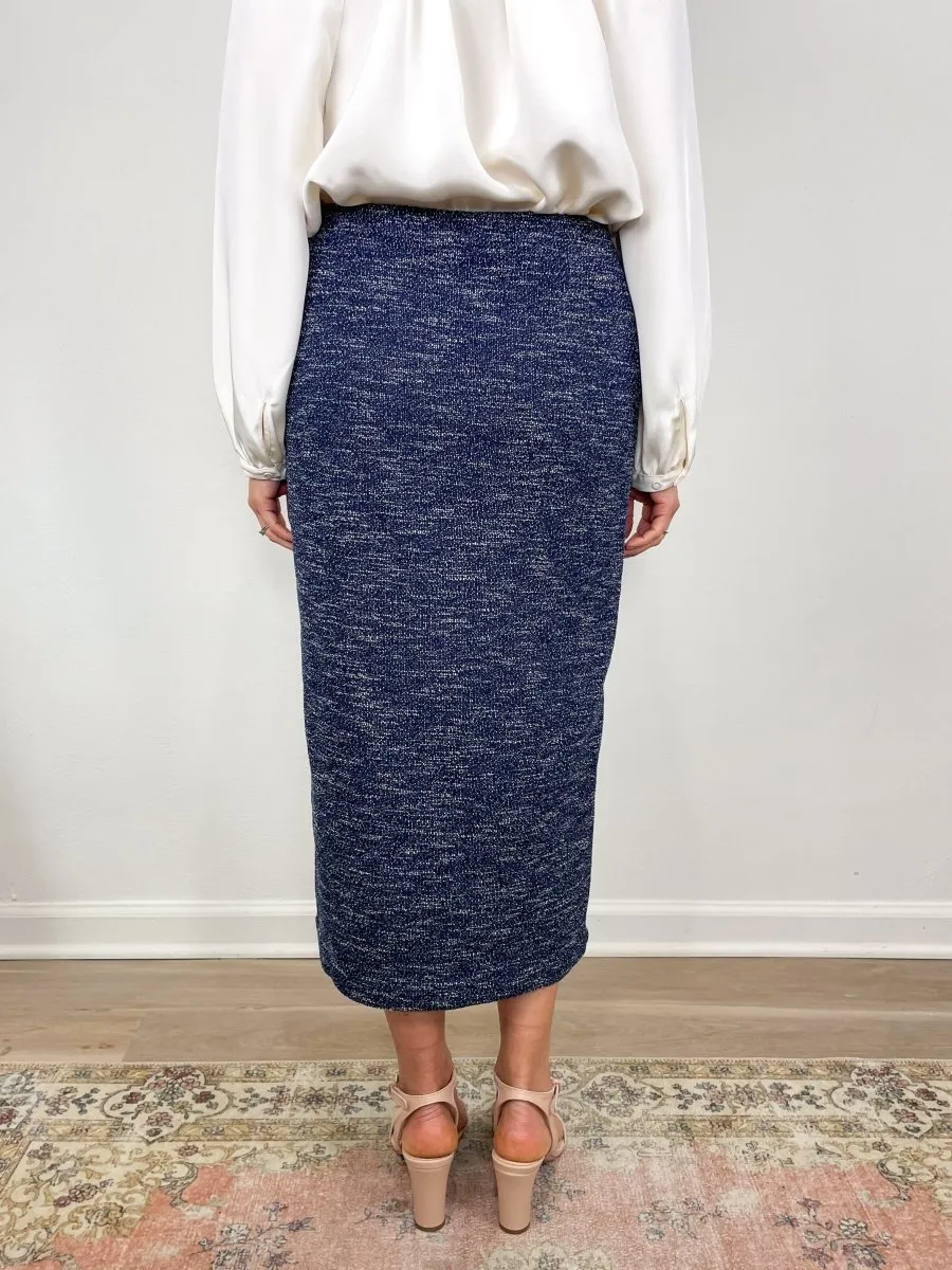 Long Pull On Skirt in Ink Speckled Knit