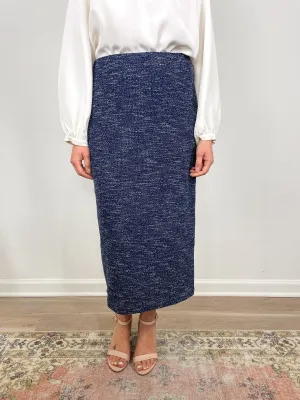 Long Pull On Skirt in Ink Speckled Knit