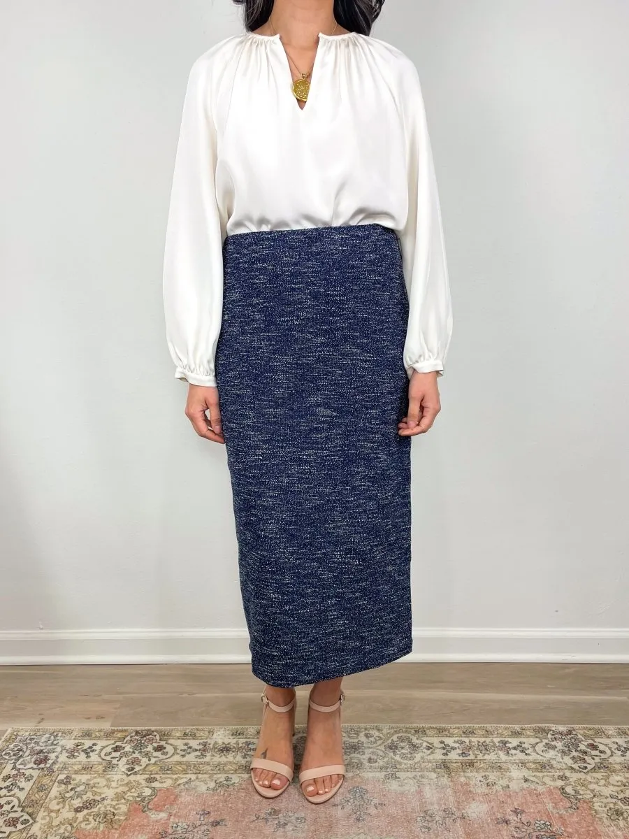 Long Pull On Skirt in Ink Speckled Knit