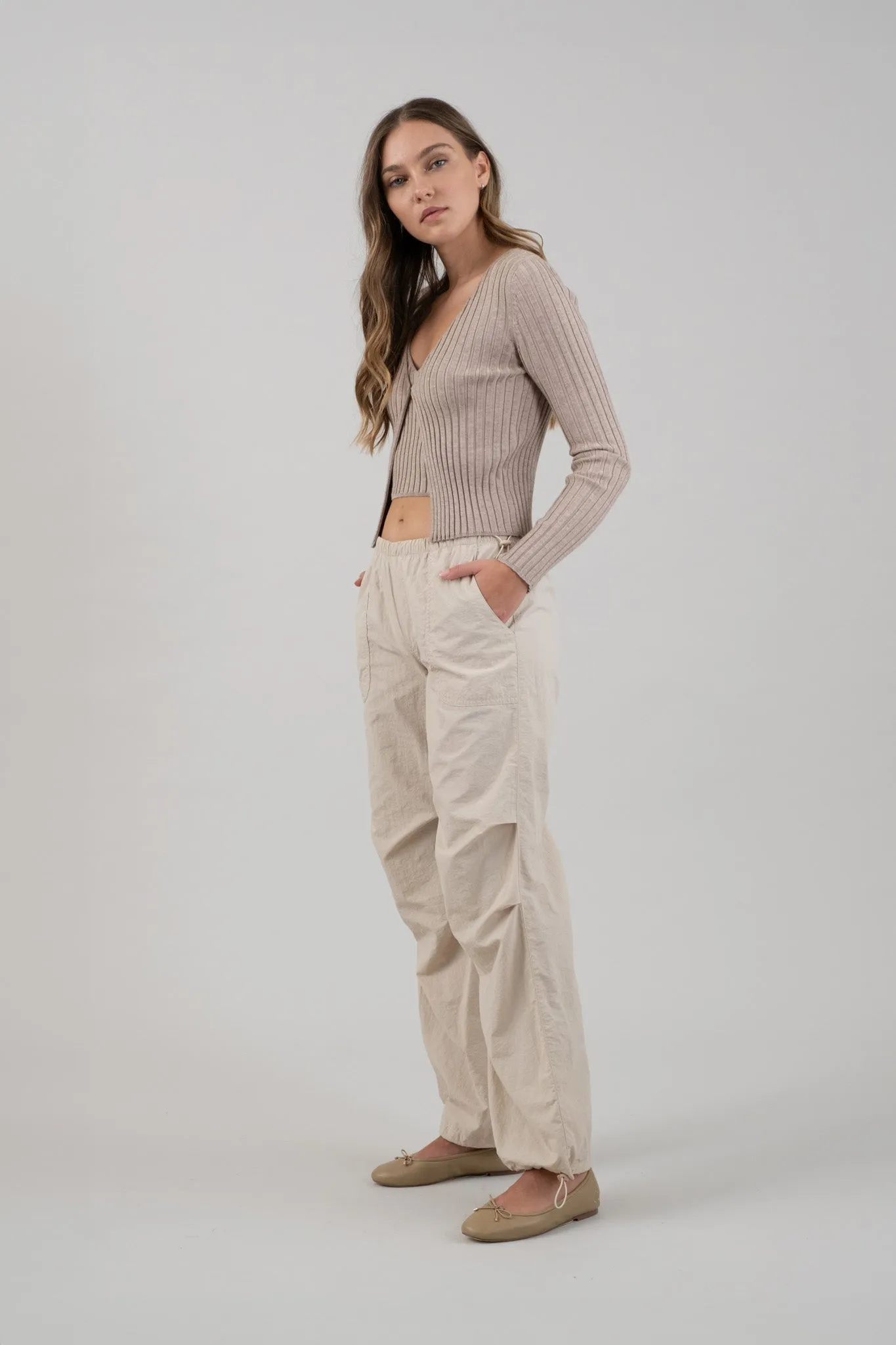 LONG SLEEVE TWOFER RIBBED SWEATER