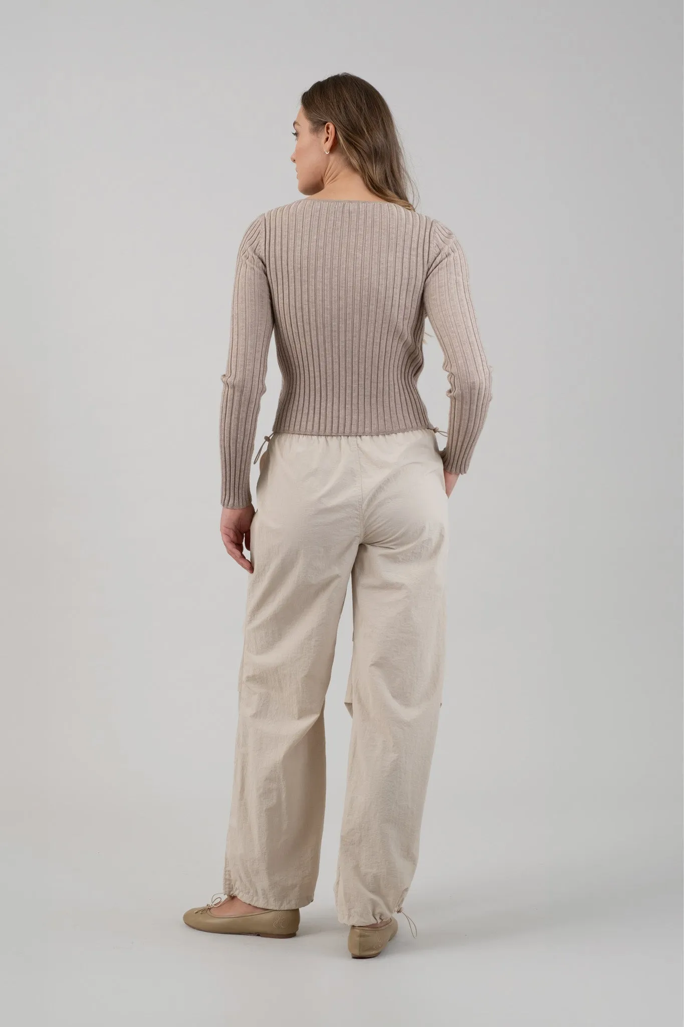 LONG SLEEVE TWOFER RIBBED SWEATER