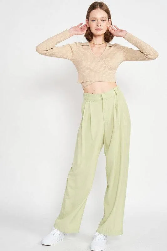 LONG SLEEVE WRAPPED CROP TOP