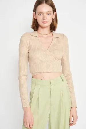 LONG SLEEVE WRAPPED CROP TOP