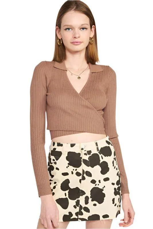 Long Sleeve Wrapped Crop Top