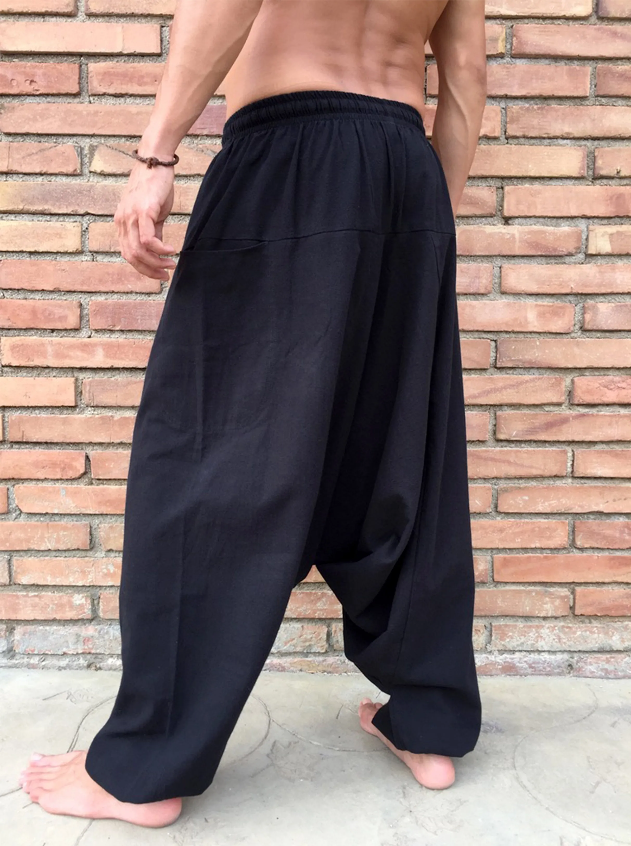 Loose Fit Cotton Pants Black