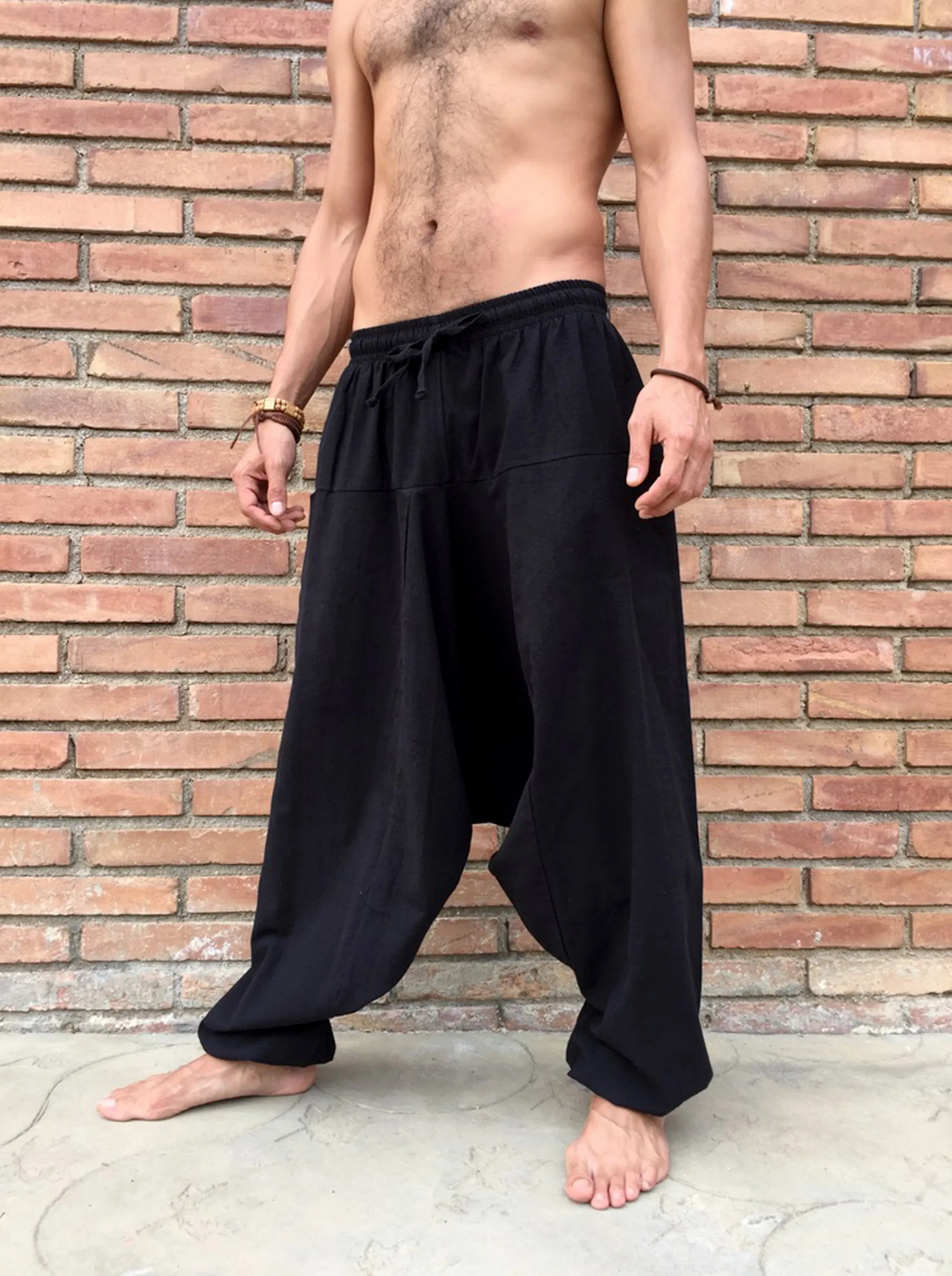 Loose Fit Cotton Pants Black