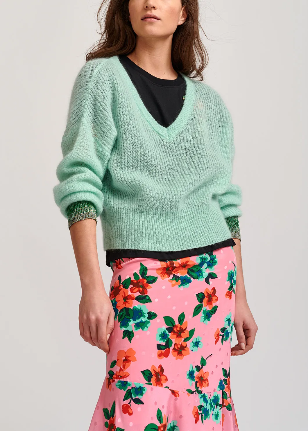 Lurex cuff v sweater