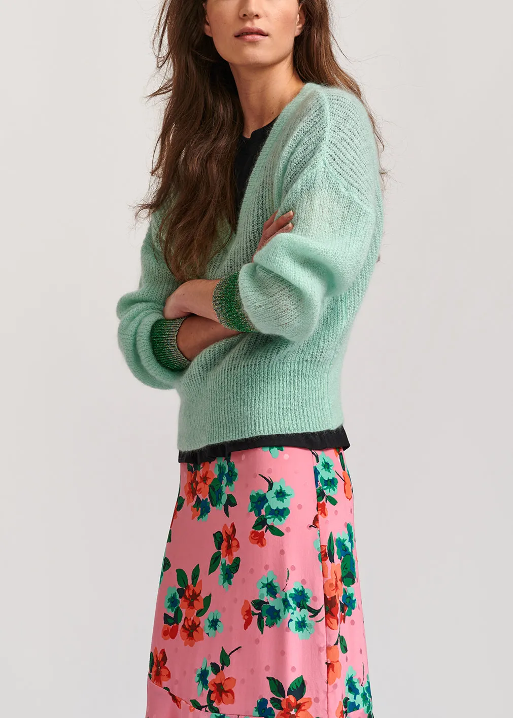 Lurex cuff v sweater