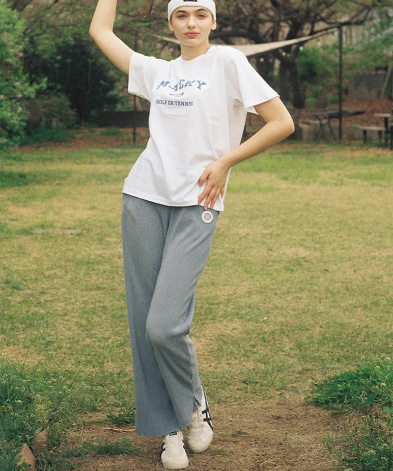 MACKY Golf: Pleate Slit Long Pants - Skyblue