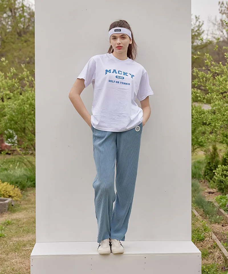 MACKY Golf: Pleate Slit Long Pants - Skyblue