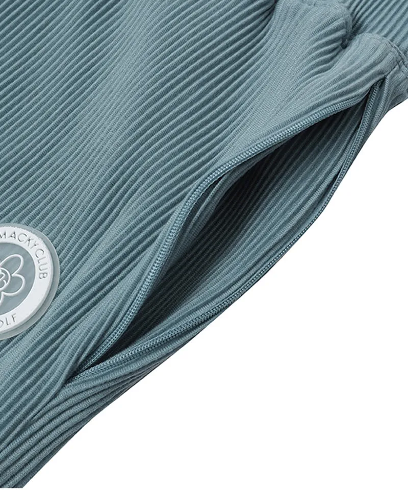 MACKY Golf: Pleate Slit Long Pants - Skyblue