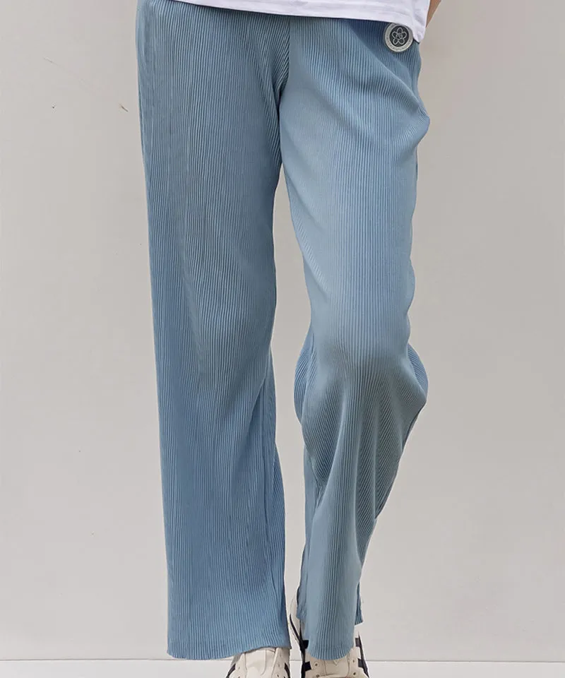 MACKY Golf: Pleate Slit Long Pants - Skyblue