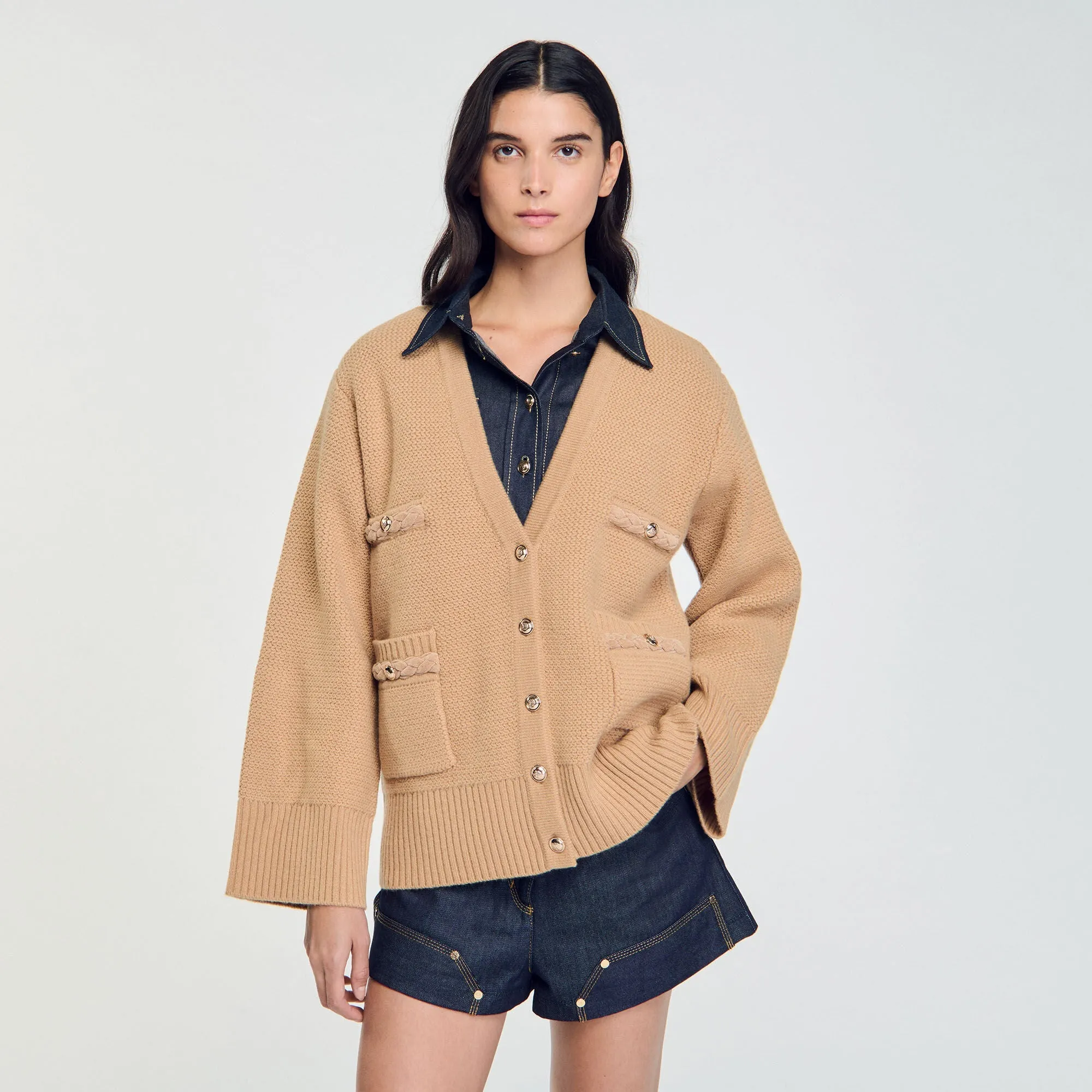 Martie Long Wool Cardigan Camel