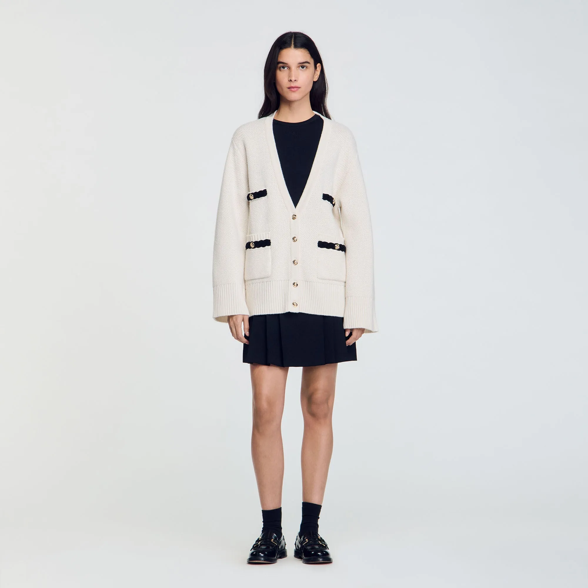 Martie Long Wool Cardigan Ecru