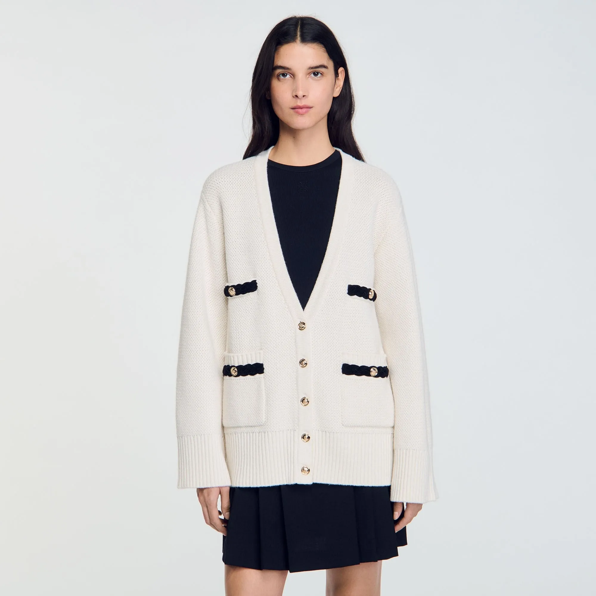 Martie Long Wool Cardigan Ecru