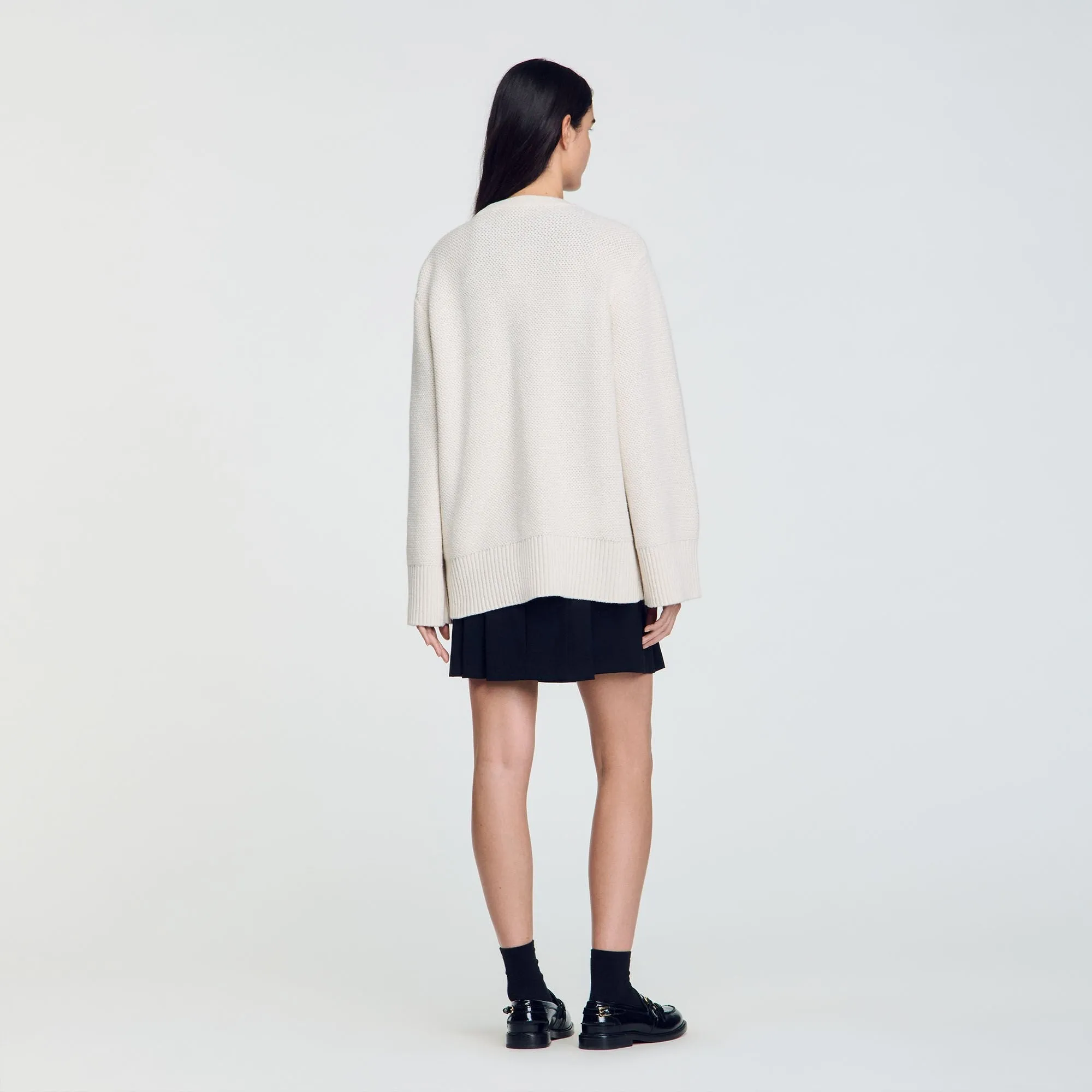 Martie Long Wool Cardigan Ecru