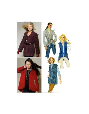 McCall's 6208 Loose Fitting Cardigans and Belt, Uncut, Factory Folded Sewing Pattern Plus Size 16-18-20-22