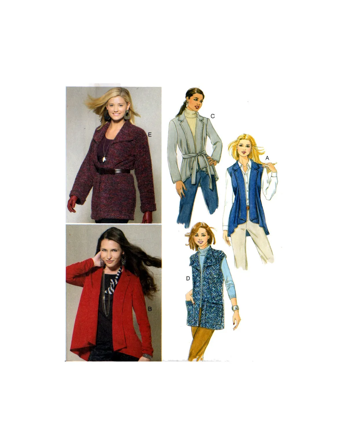 McCall's 6208 Loose Fitting Cardigans and Belt, Uncut, Factory Folded Sewing Pattern Plus Size 16-18-20-22